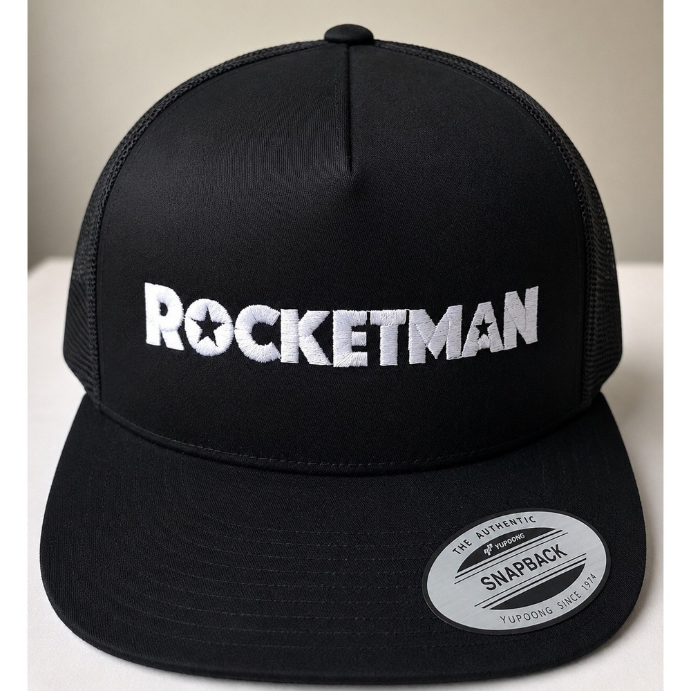 Rocketman Trucker‎ Snapback Hat Black Mesh Cap Yupoong Classics Adjustable